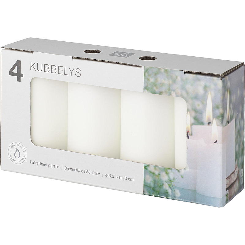 Vie Home Kubbelys 4-pk 6,8x13 cm hvit