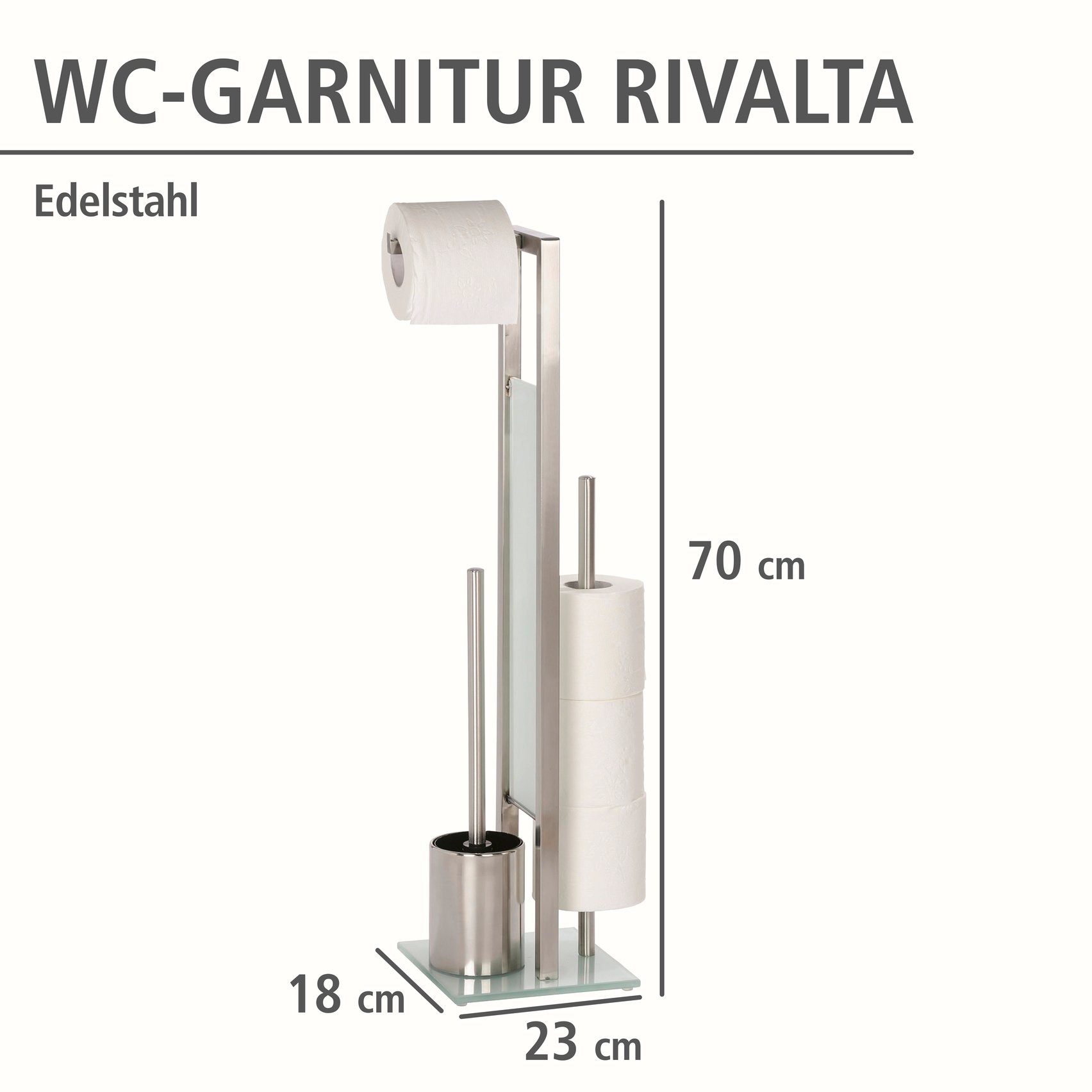 WENKO WC-Garnitur Rivalta, integrierter Toilettenpapierhalter und WC-Bürstenhalter