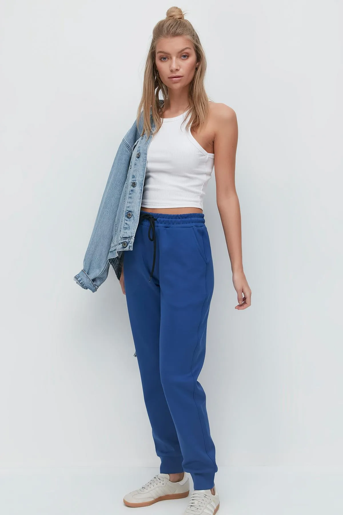 C&City  Jogginghose mit Bündchen am Bein 803 Sax
