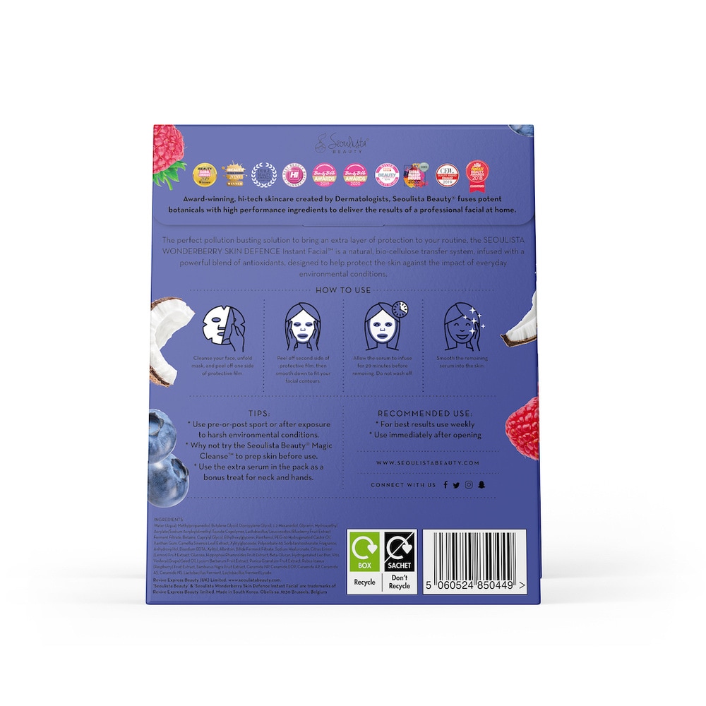seoulista beauty Seoulista Beauty Wonderberry Instant Facial - Multi Pack 3's Masque visage