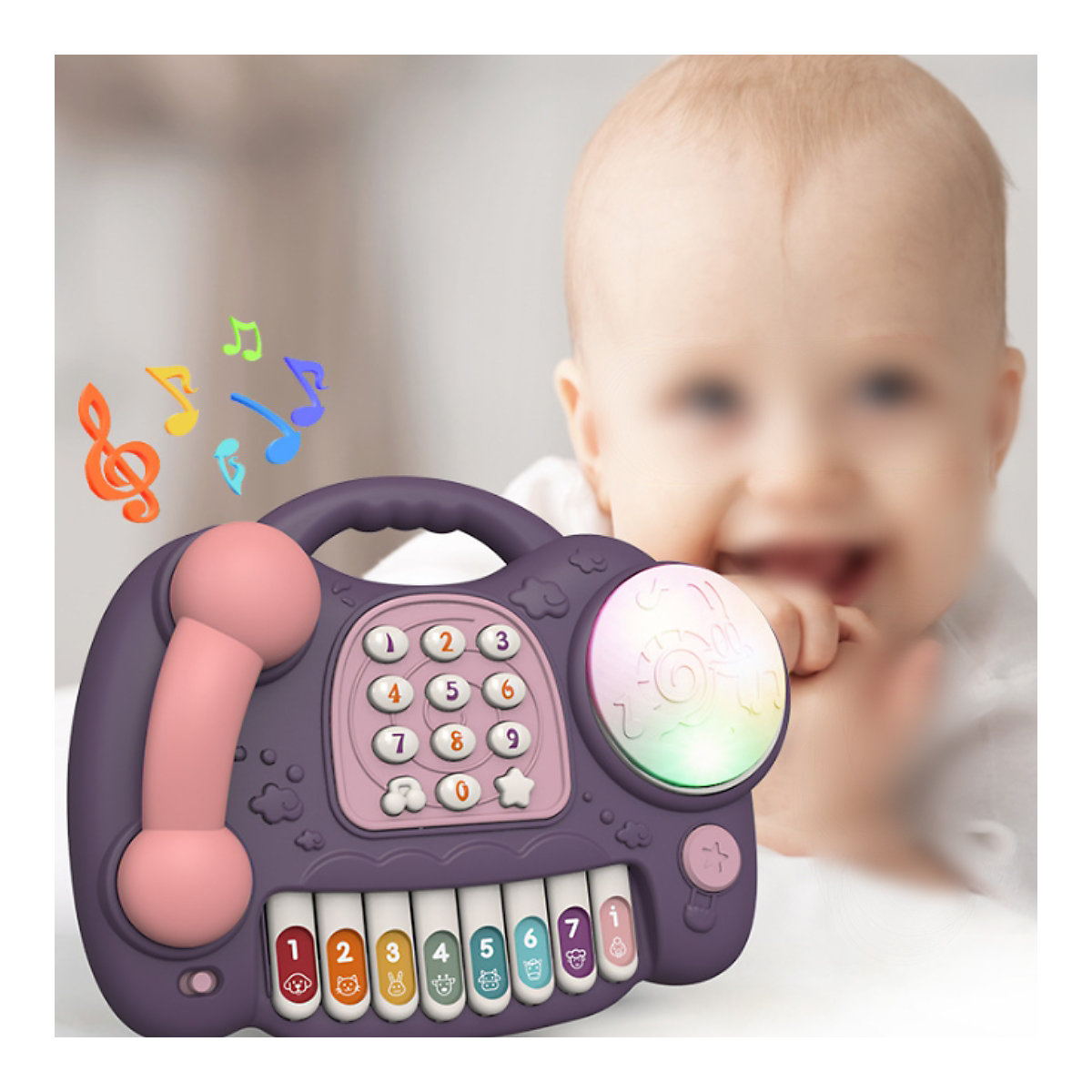 Frühpädagogische Maschine Klaviertelefon, Licht- und Soundeffekte, elektronisches Handtrommel-Keyboard
