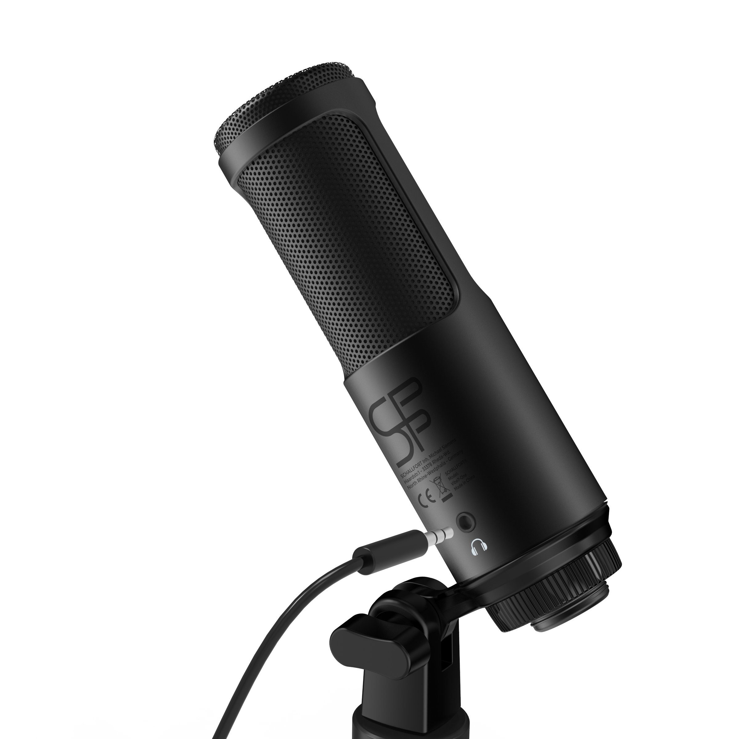 SCHALLFORT Mikrofon Vibe7-RGB (7-teilig), RGB-Beleuchtung, USB-C Plug & Play, AUX, Touch, Kondensator, Set