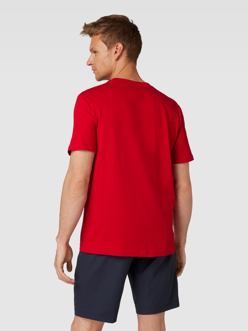 T-Shirt aus Baumwolle mit Label-Detail in rot