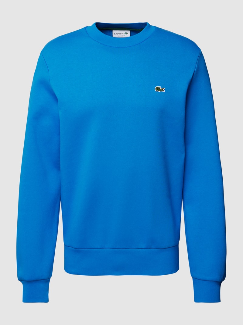 Sweatshirt in unifarbenem Design mit Label-Stitching in royalblau