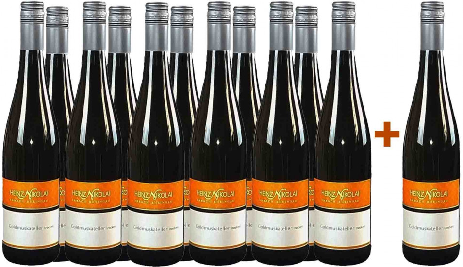 11+1 Paket Rheingau Goldmuskateller trocken - Weingut Heinz Nikolai