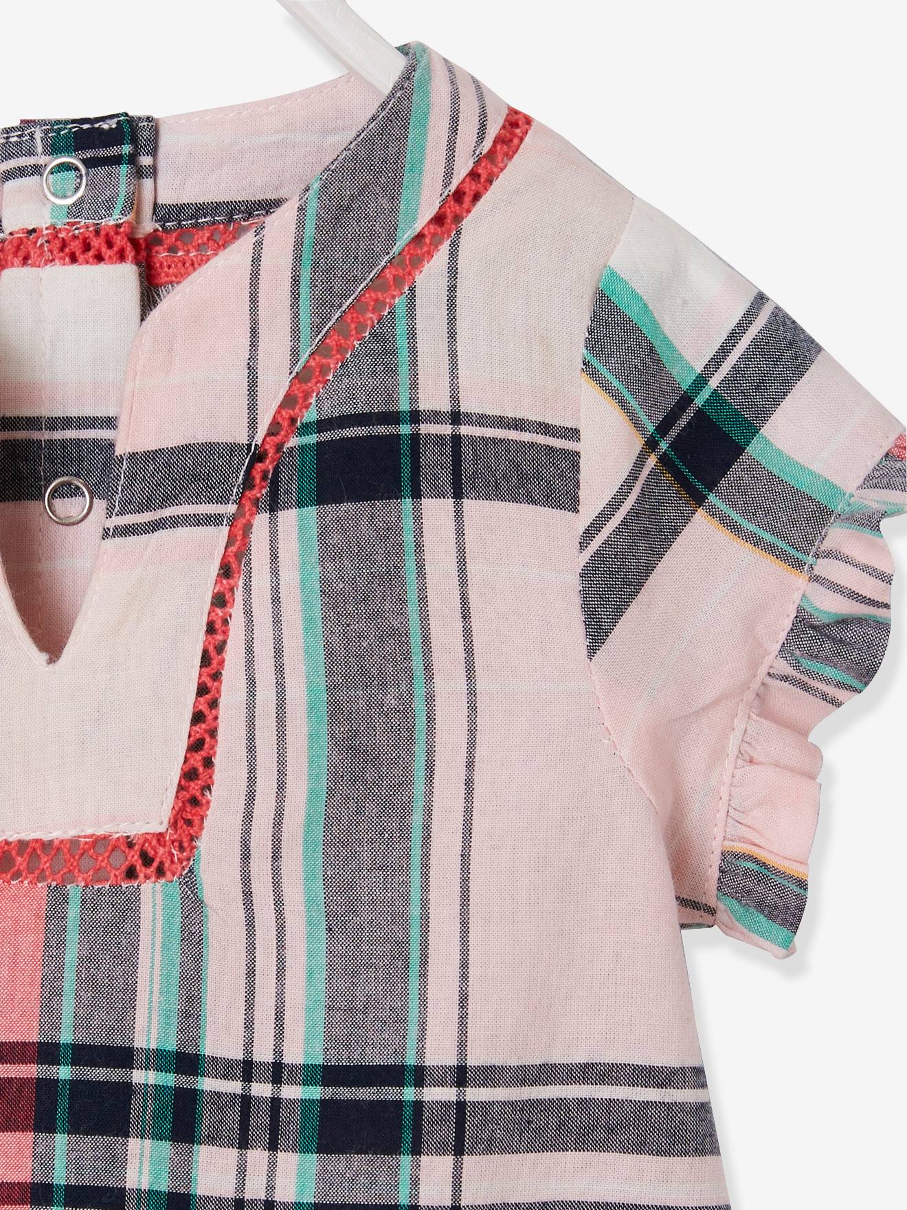 Blouse à carreaux bébé fille rose