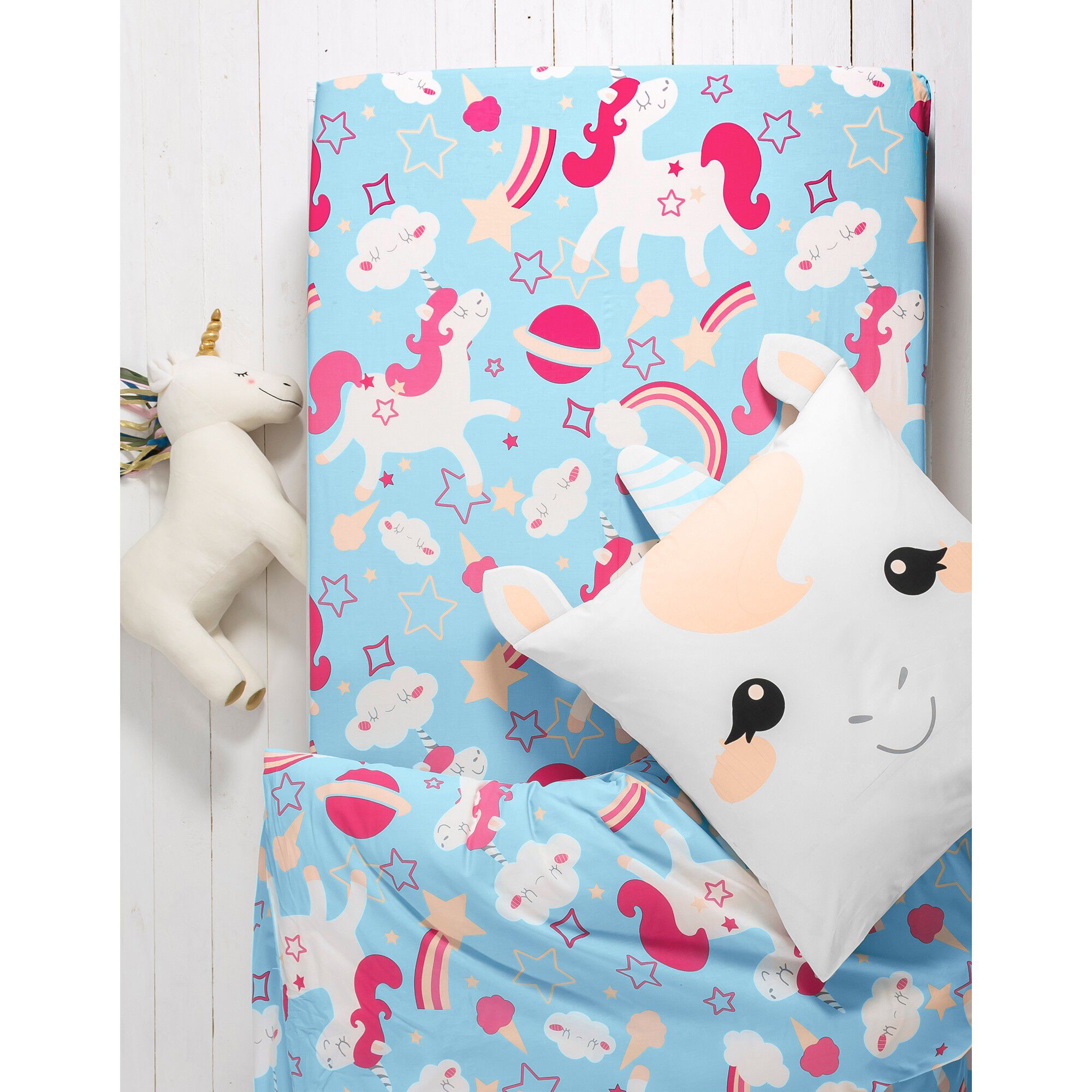 Linge de lit enfant à motif Licorne en coton biologique, éco-responsable