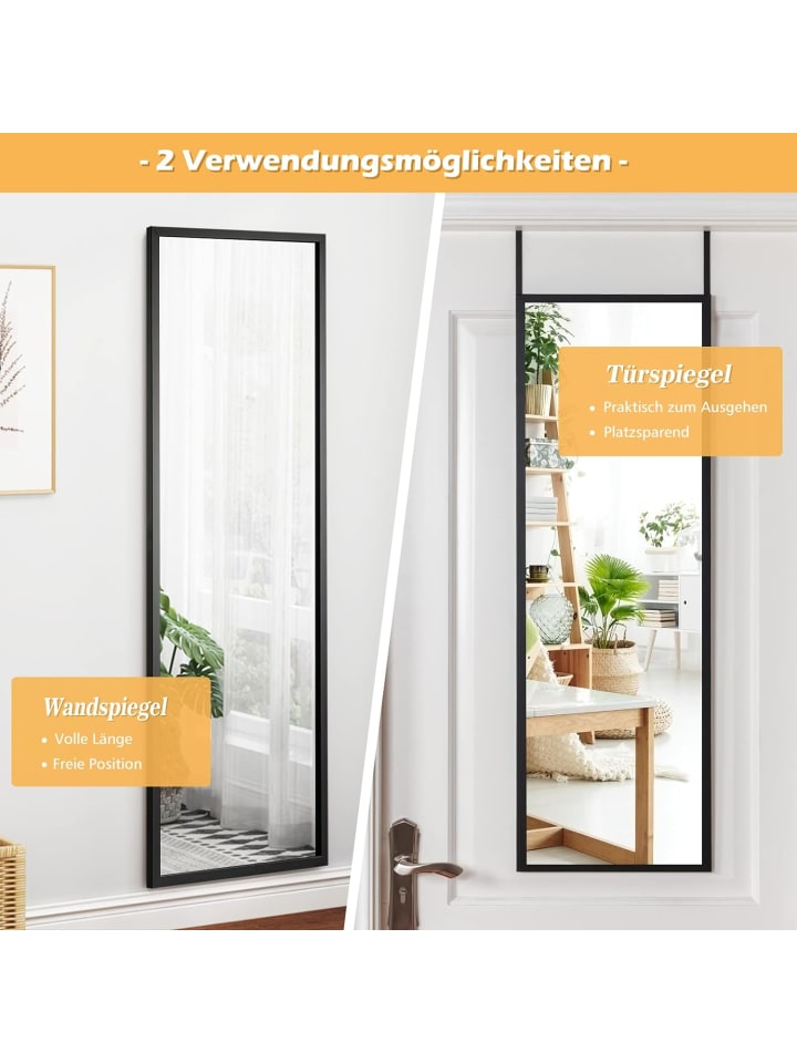 COSTWAY Wandspiegel 107x36,5cm in Schwarz günstig kaufen onesize