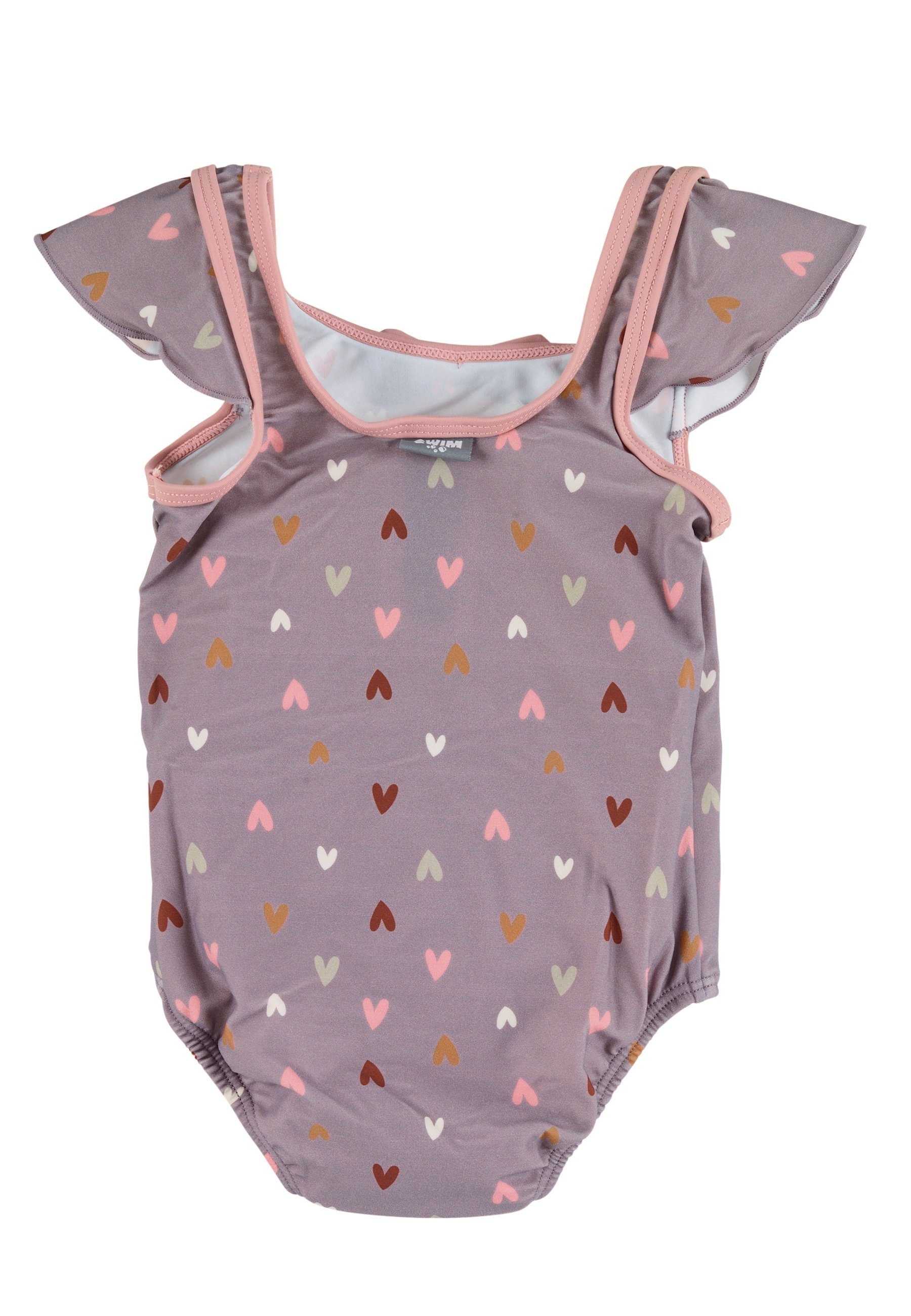 Sterntaler® Badeanzug Badeanzug Herz (1-St., Kinderbadeanzug mit eingenähter Windelhose, Schwimmshirt) Schwimmanzug mit Zierschleife und Flügelärmeln, Baby Badeanzug