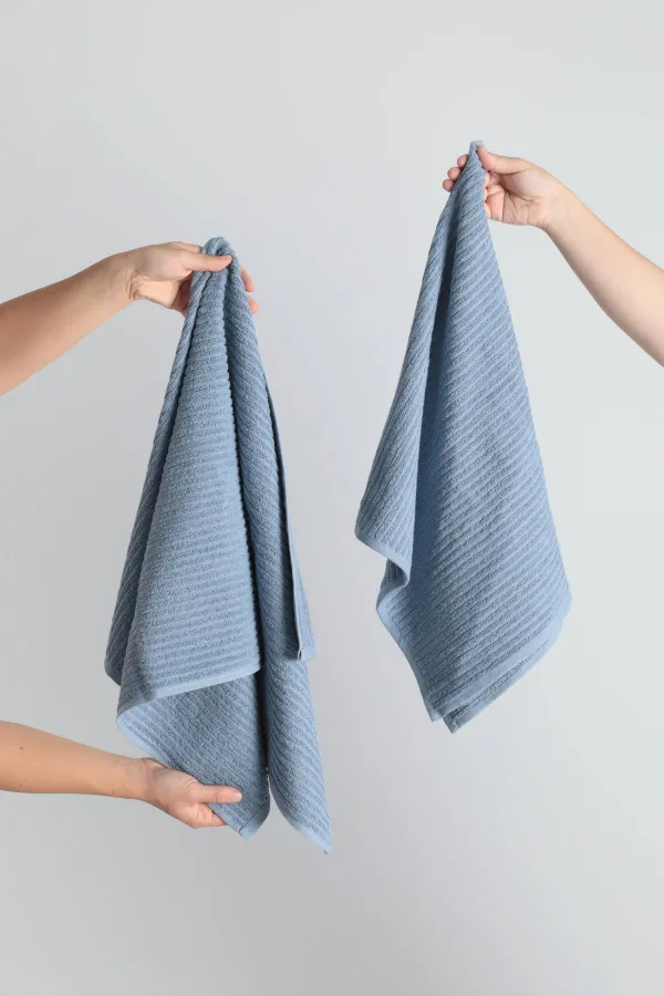 FAVORA  Nurpak Ekol 2er-Pack Hand- und Gesichtshandtuch 50x90 – Blau