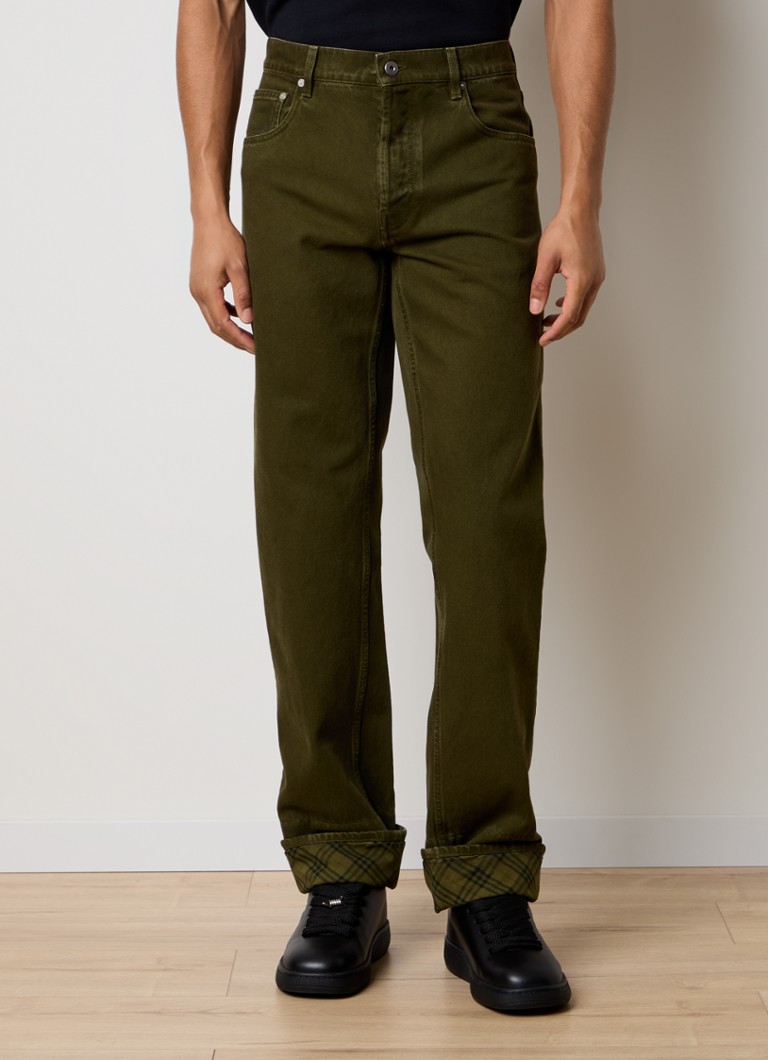 Blugi Burberry cu croială dreaptă și imprimeu distressed colorat