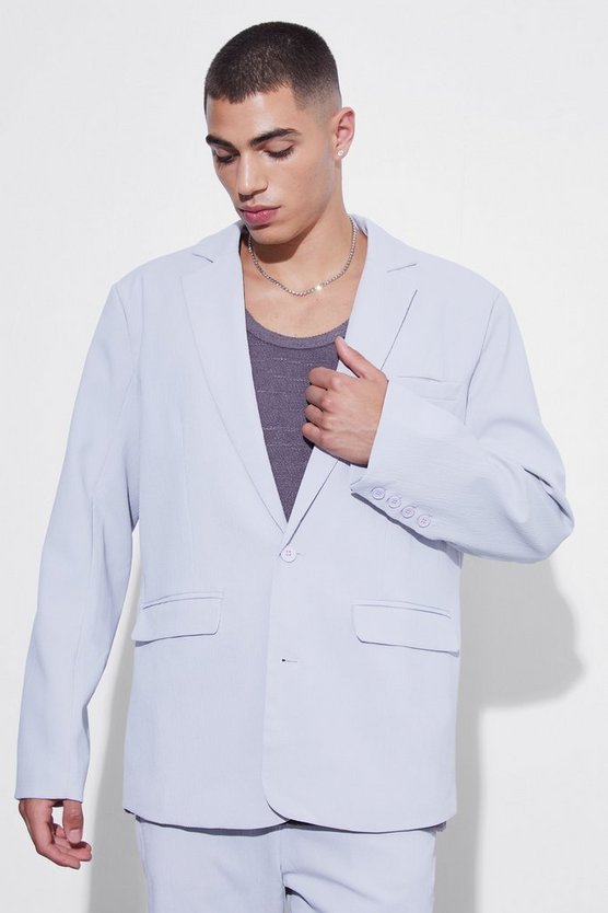 Lockere einreihige Anzugjacke in Knitteroptik