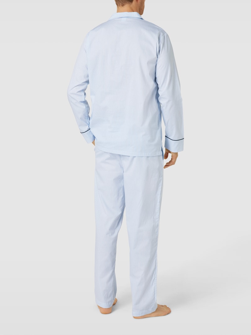 Pyjama mit Streifenmuster Modell 'WOVEN' in hellblau