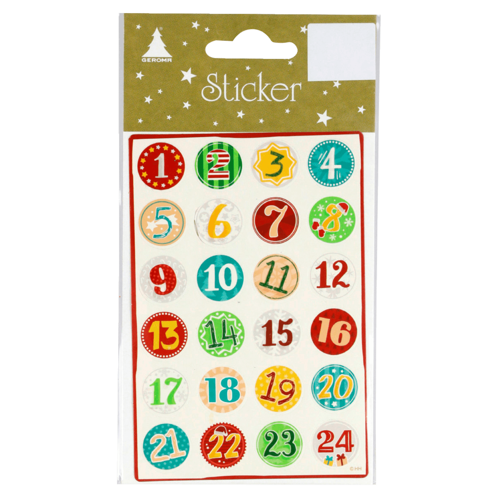 Weihnachtssticker für Adventskalender