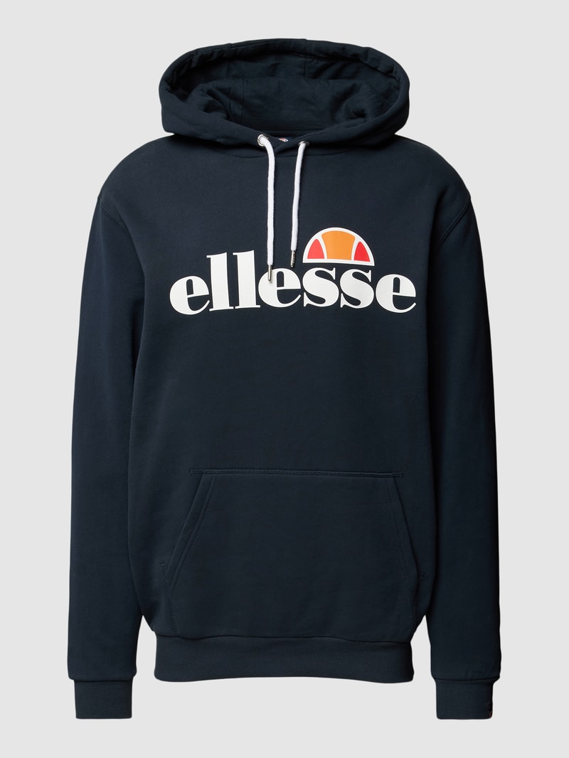Hoodie mit Label-Print Modell 'GOTTERO' in marineblau