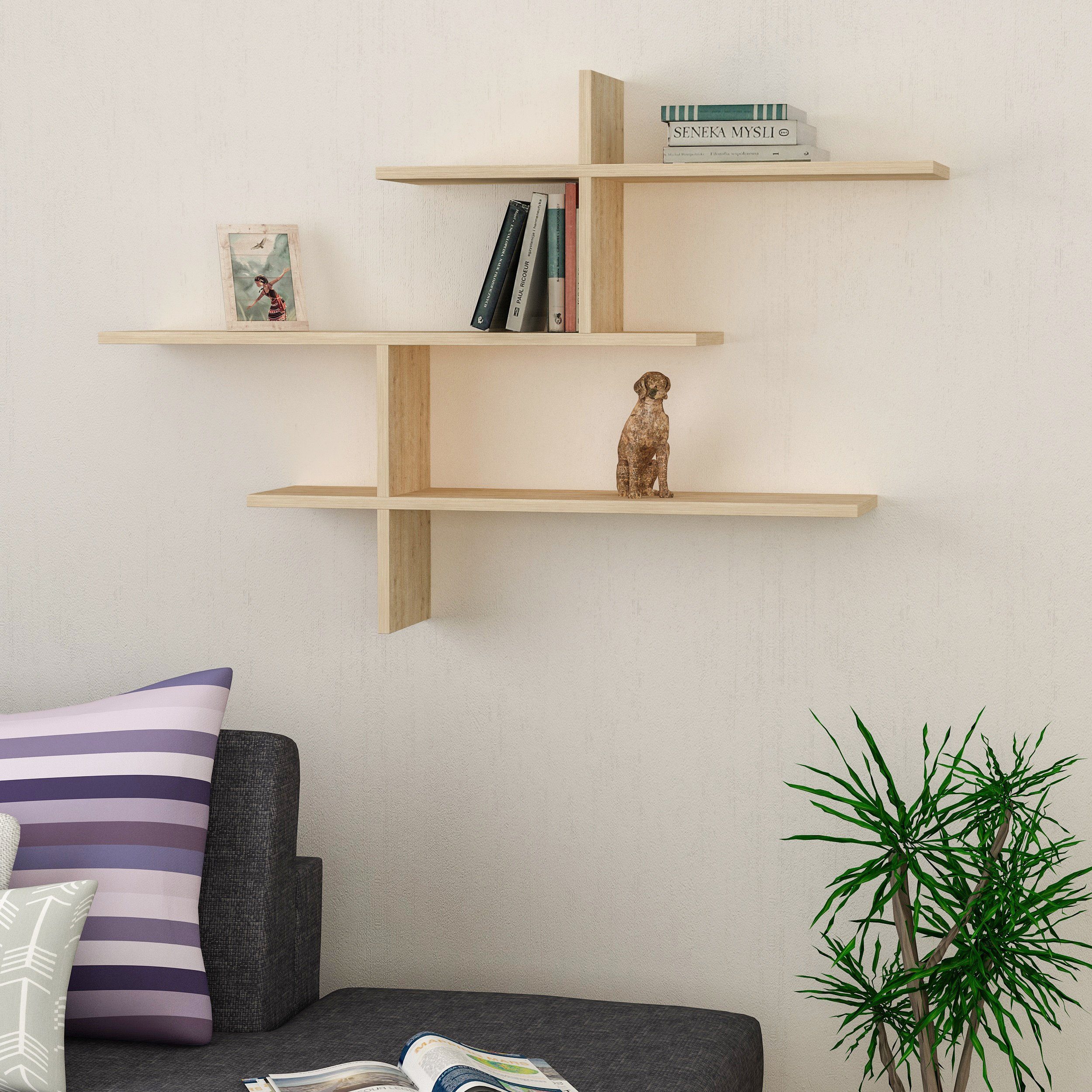 Decortie Wandregal Leo, Modernes Wandregal, Schwimmendes Regal, 22 x 123 x 80,5 cm