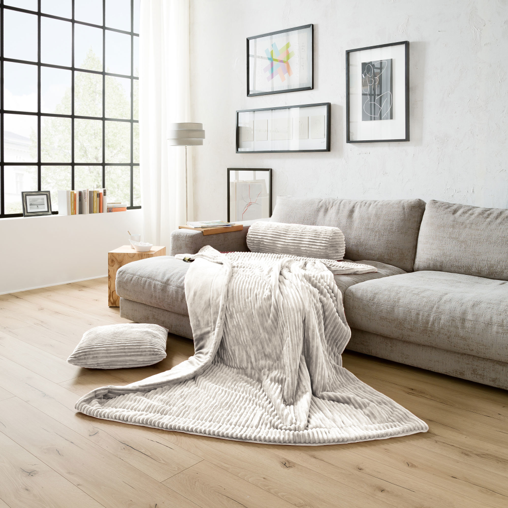 Wohndecke Cord Optik wollweiß