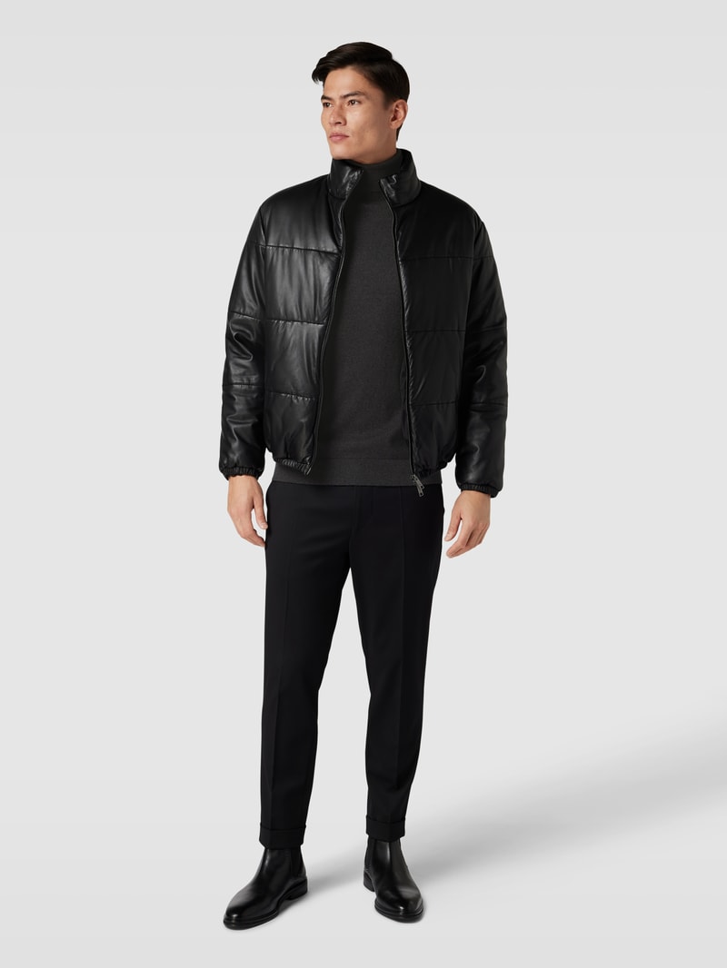 Rollkragenpullover mit Kaschmir-Anteil und Logo-Stitching in anthrazit meliert