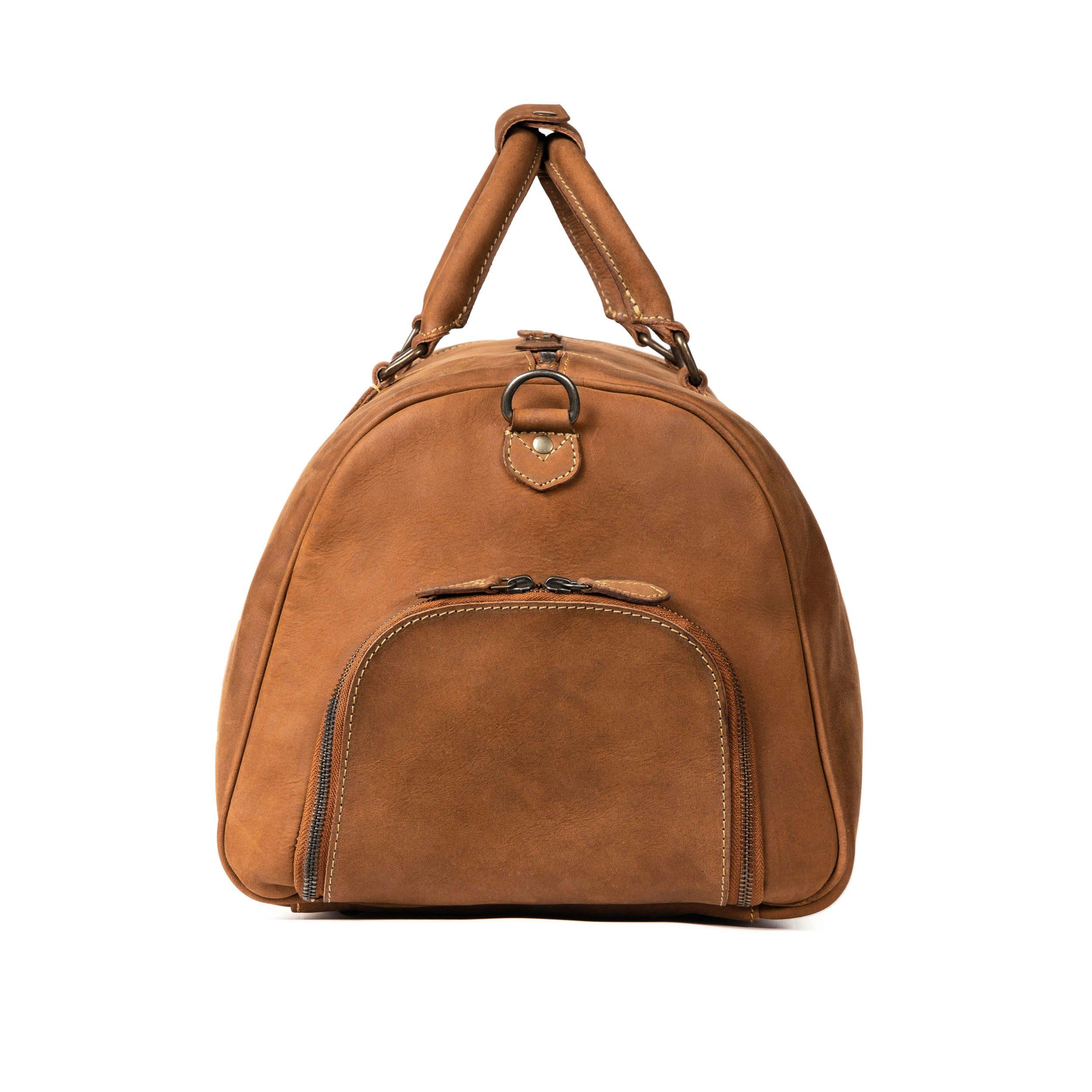 DRAKENSBERG Reisetasche Weekender Finn Cognac-Braun, mit Schuhfach für Damen und Herren, Sporttasche, aus Premium Leder