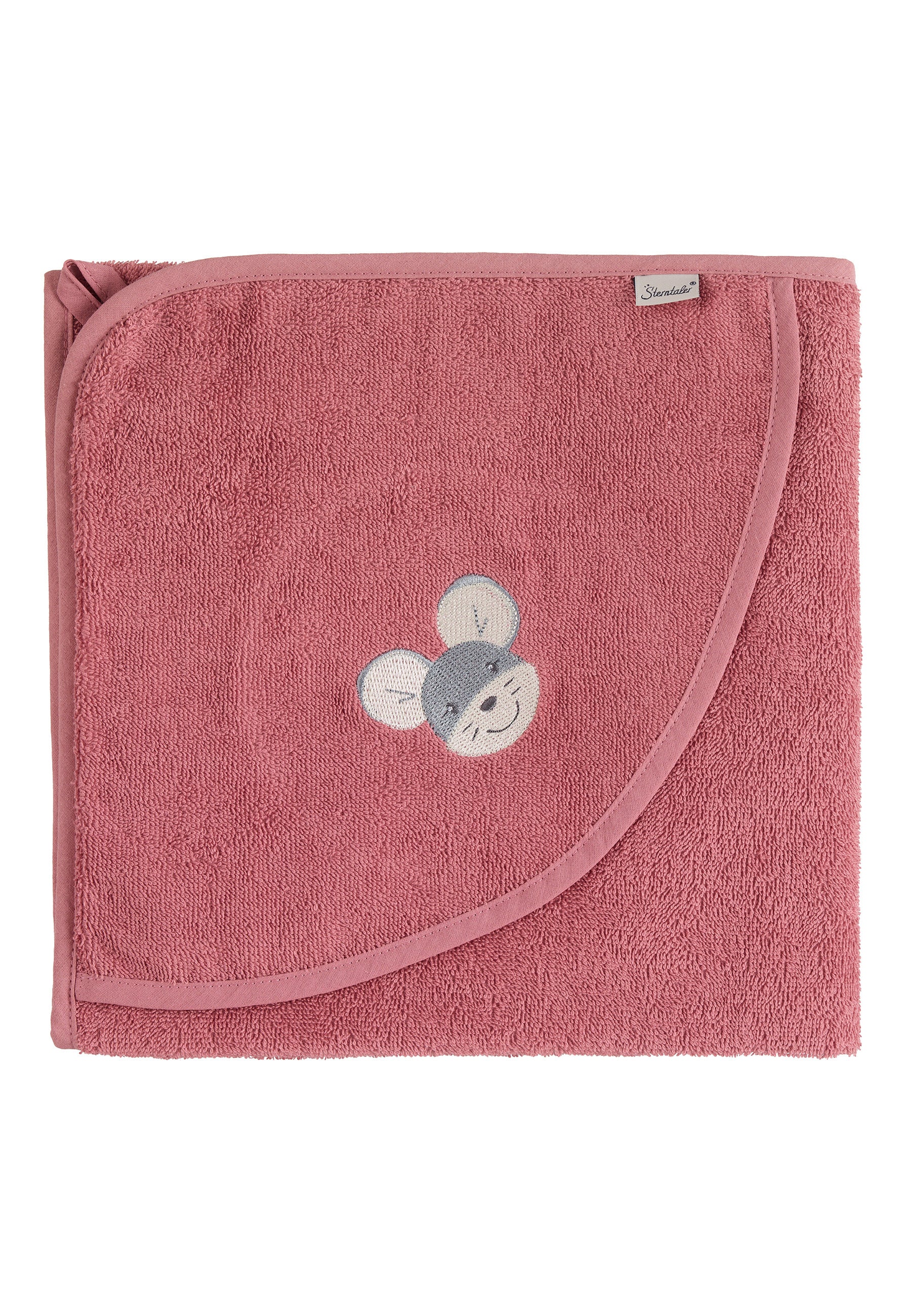 GOTS Badetuch 100x100 Maus Mabel aus Frottee, Rosa