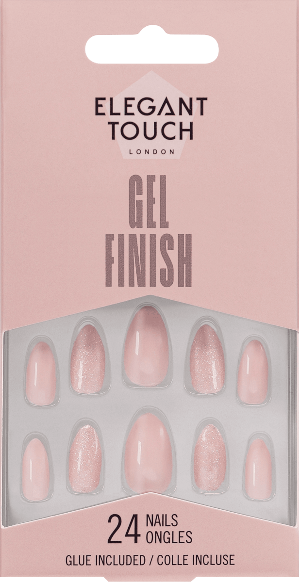 Künstliche Nägel Gel Finish Champagne Sparkler, 24 St