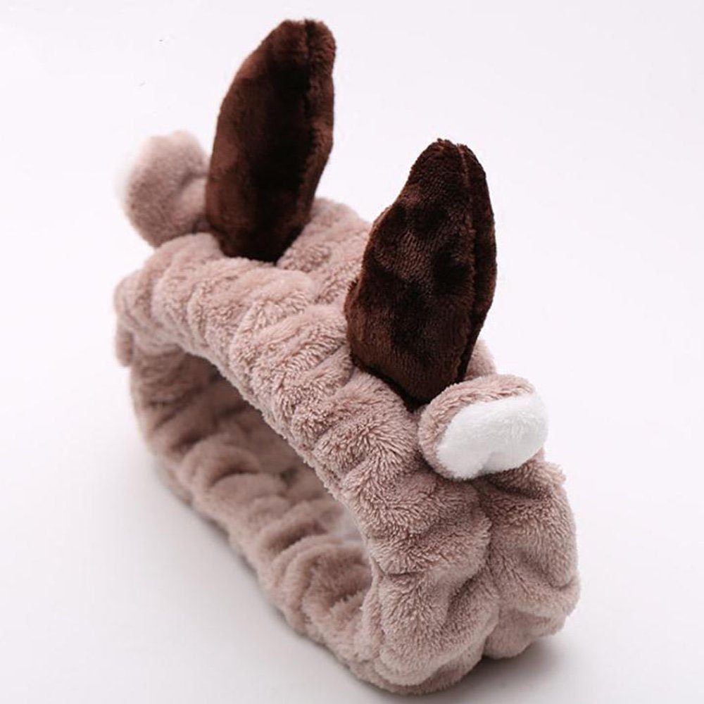 Sarfly Haarband Dusche Haarband, 1-tlg., Spa Haarband Gesicht Waschen Haarband, Make up Stirnband Geweihe Deko Braun