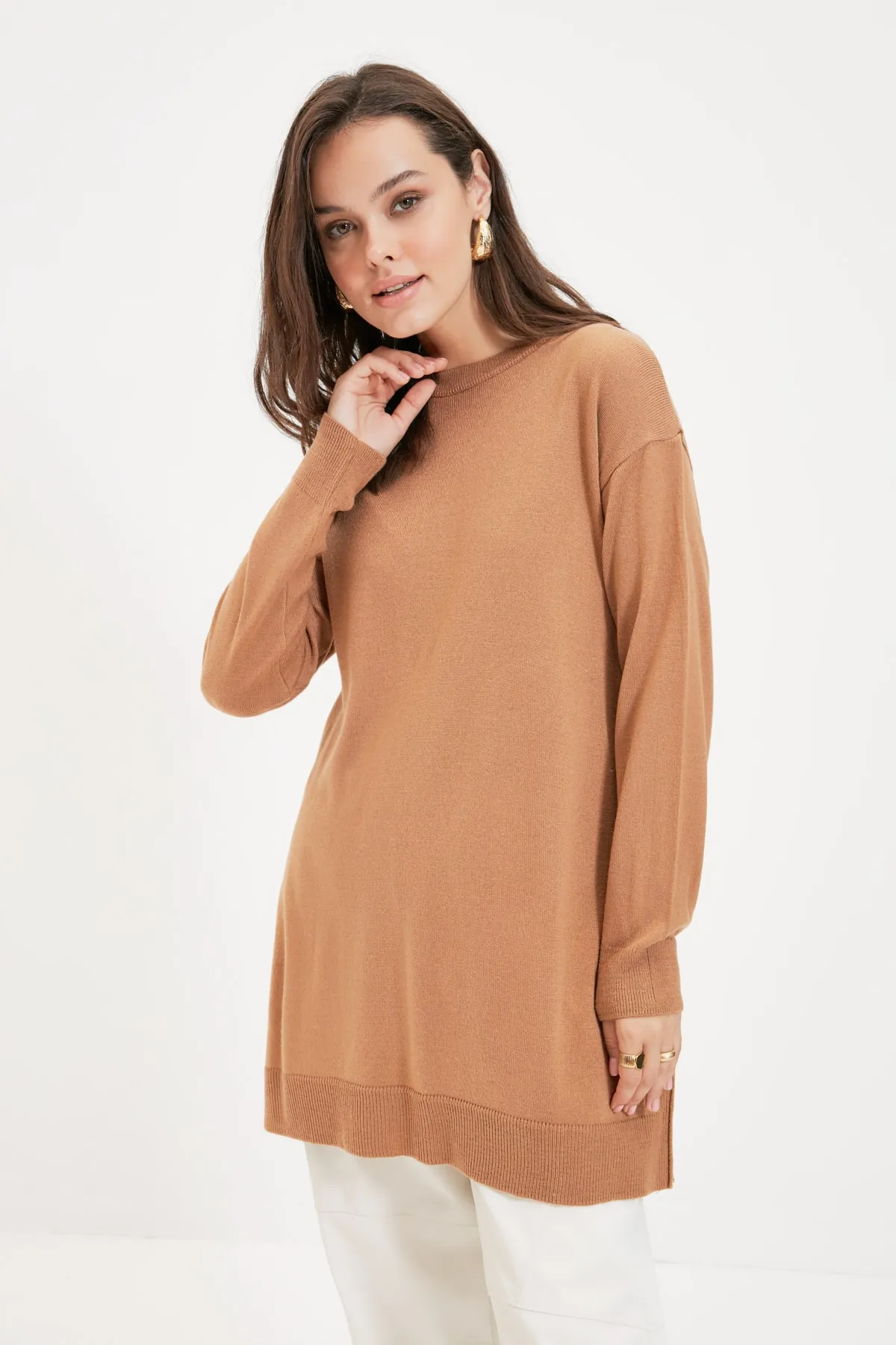 Trendyol Modest  Hellbrauner Strickpullover TCTAW22AK0010