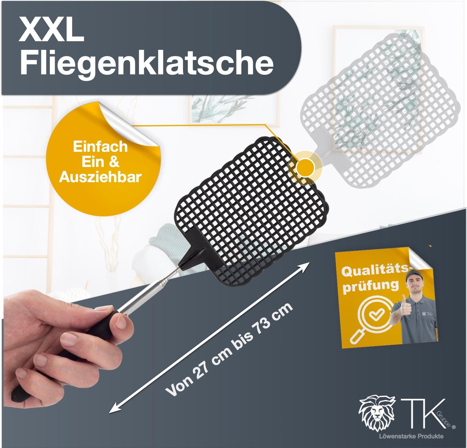 TK Gruppe Fliegenklatsche 12er XXL Fliegenklatsche Set - ausziehbar - Teleskop Klatsche