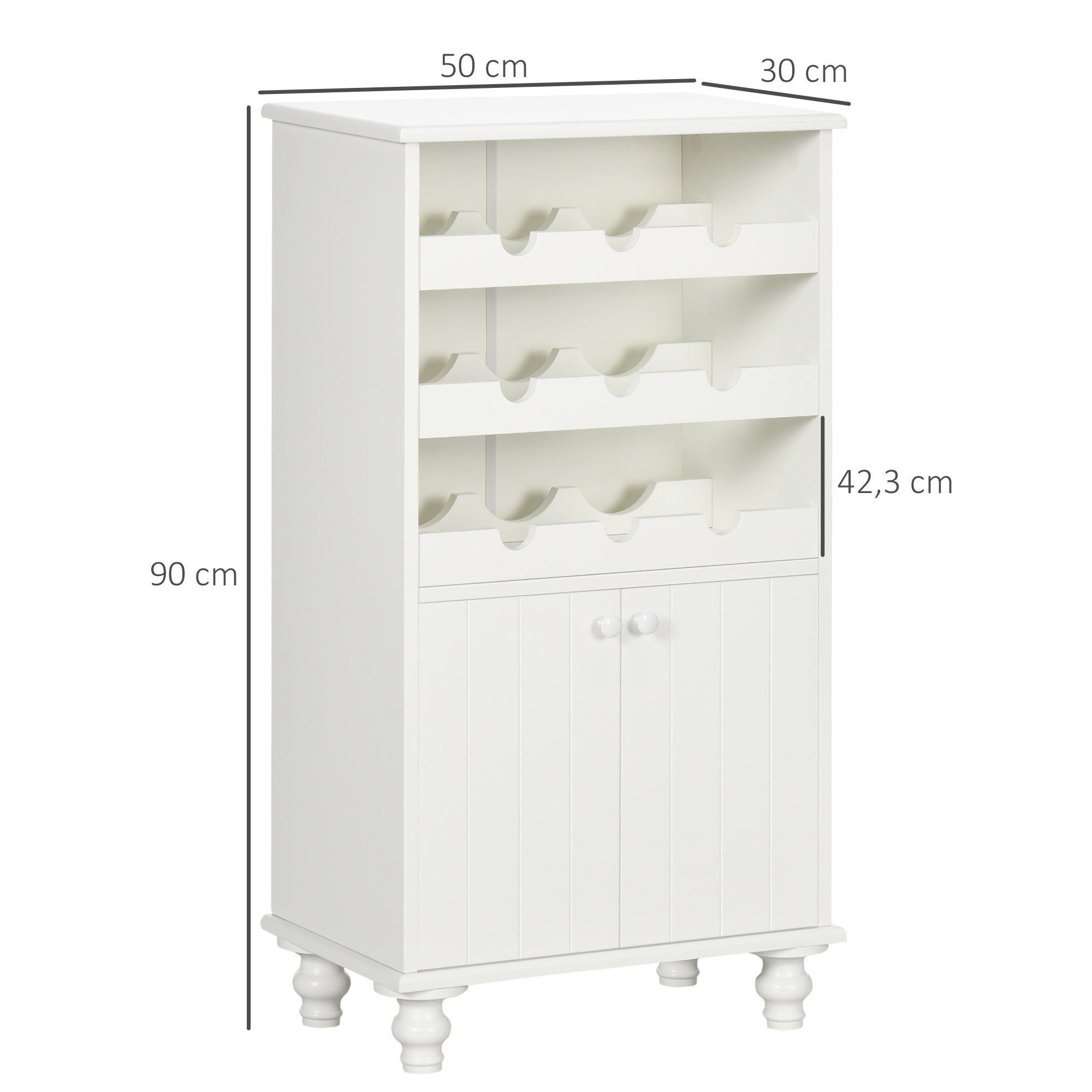 HOMCOM Weinregal Weinschrank, Weinregal 1-tlg., BxLxH: 30x50x90 cm