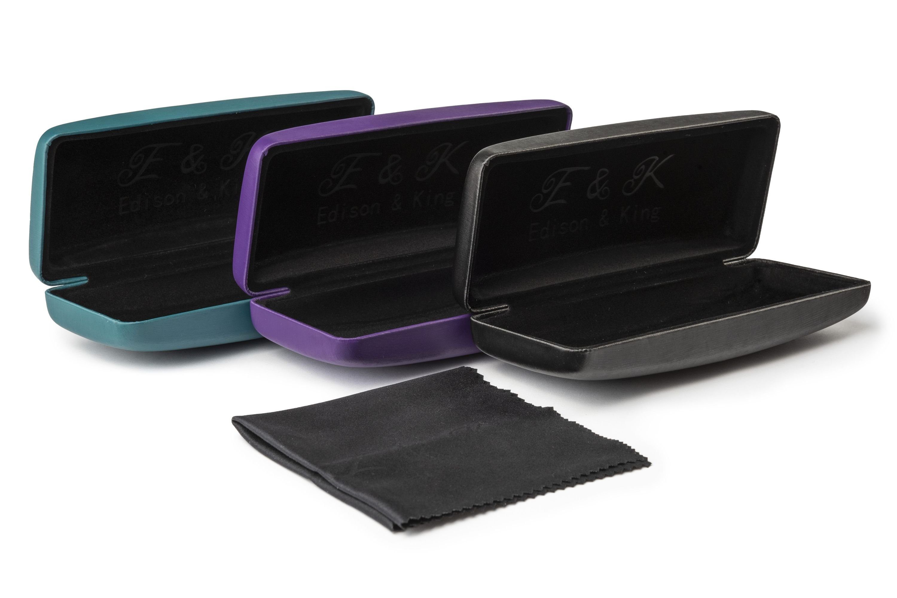 Edison & King Brillenetui Brillenetuis im 3er-Pack, hardcase - schwarz, türkis und lila