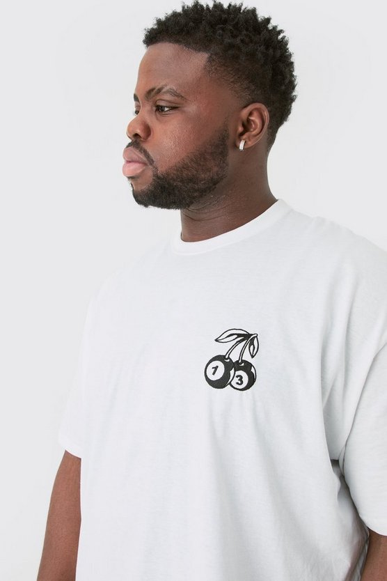 Plus Oversize T-Shirt mit Cherry Würfel Stickerei