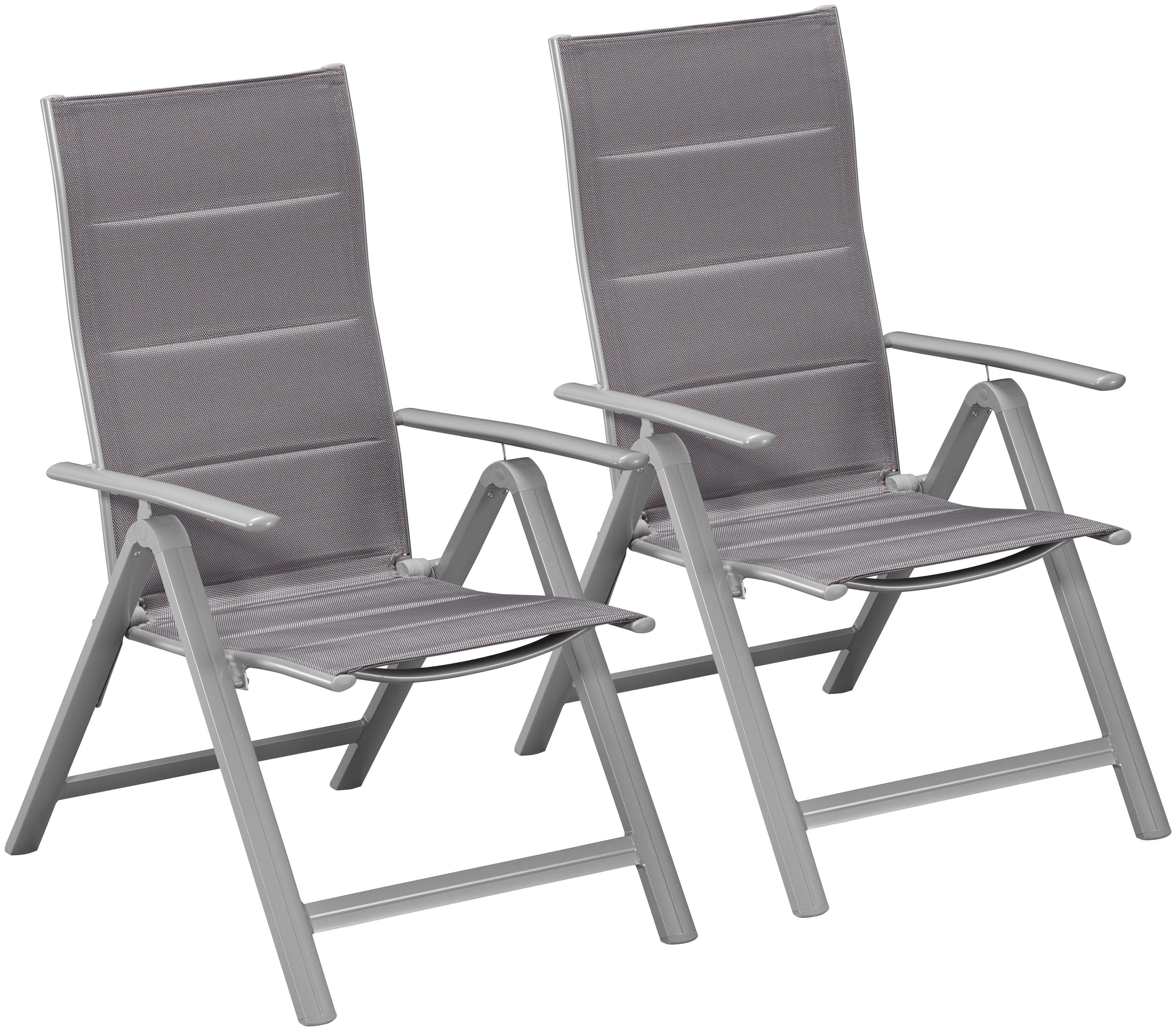 MERXX Gartenstuhl Taviano (Set, 2 St), 2er Set, Alu/Textil, verstellbar, silber