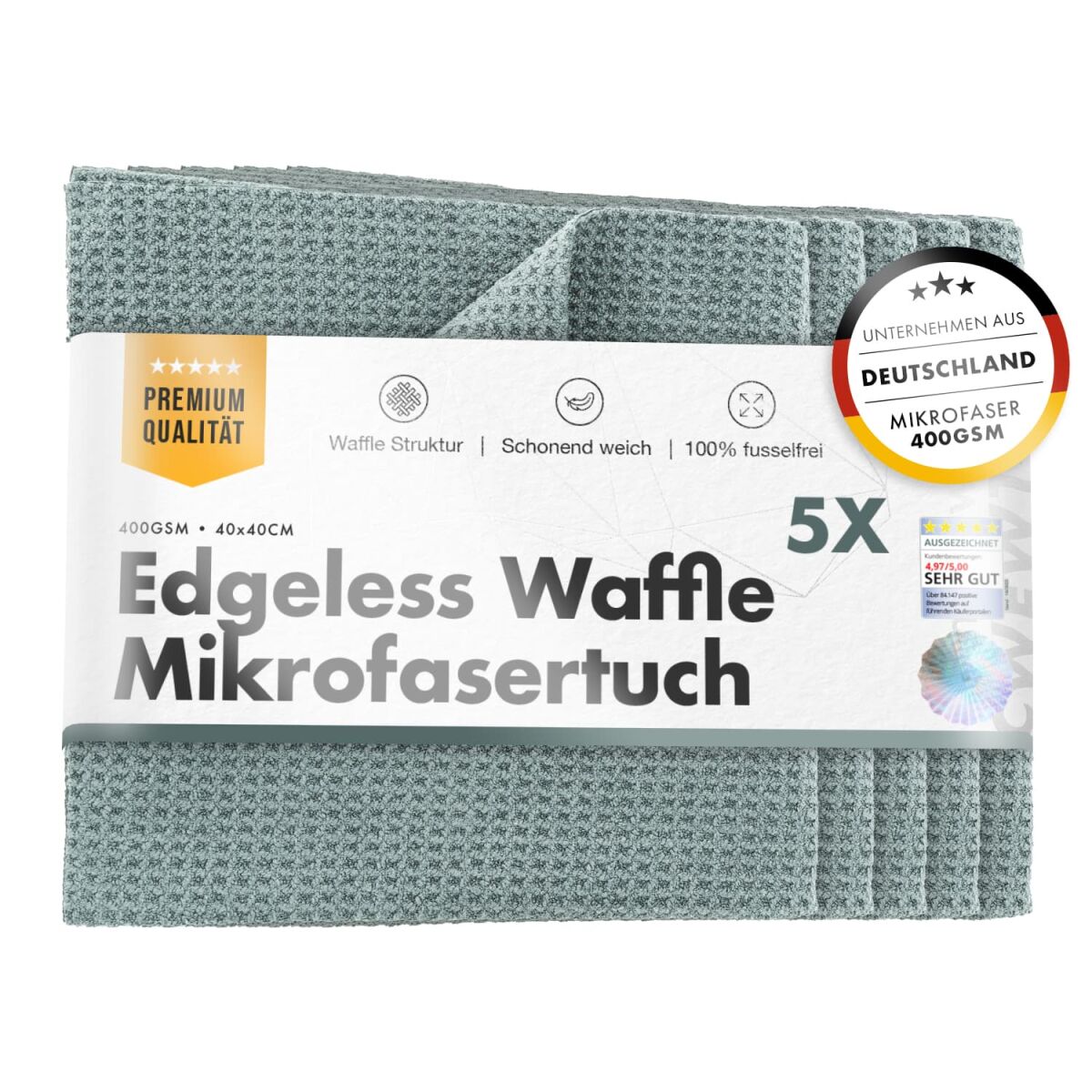 chemicalworkz Edgeless Waffle Towel 400GSM Glastuch 40x40cm 5Stk.
