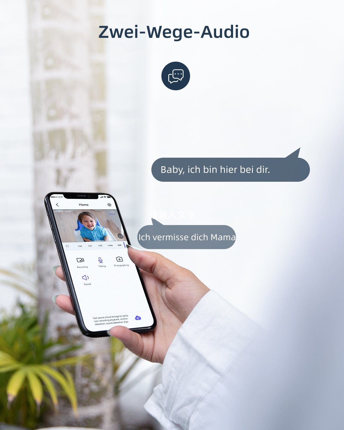 GNCC Babyphone mit Kamera, WLAN Überwachungskamera Innen mit APP 2.4G, 1-tlg.