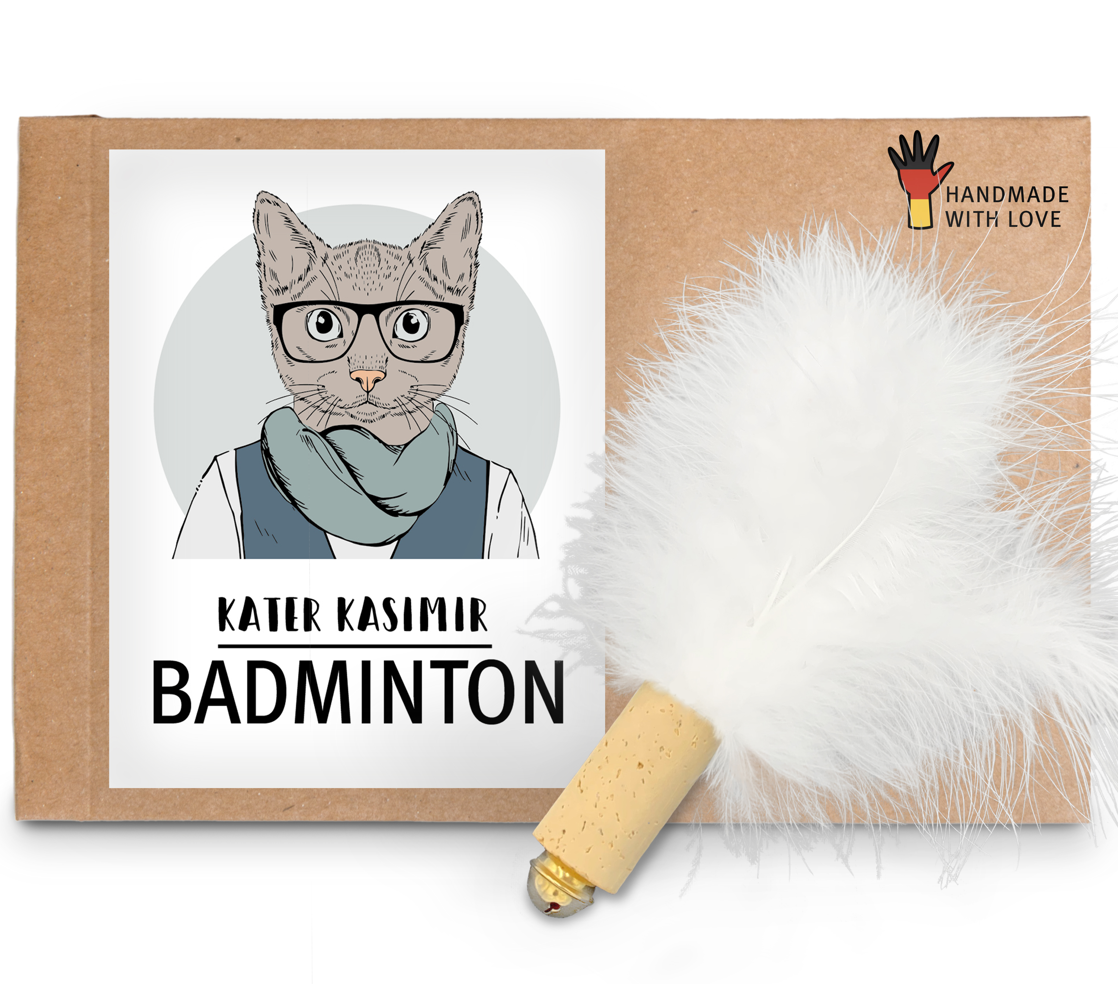 Kater Kasimir Spielmäuse & Bälle Kater Kasimir handgemachter Premium Federball mit echten Naturfedern