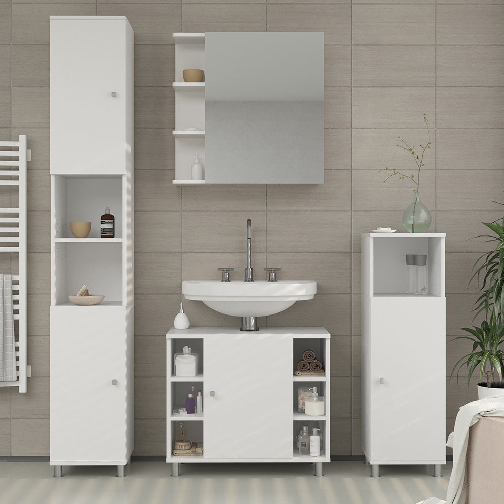 Vicco Badezimmerspiegelschrank Badspiegel Spiegelschrank 62 x 64 cm FYNN weiß