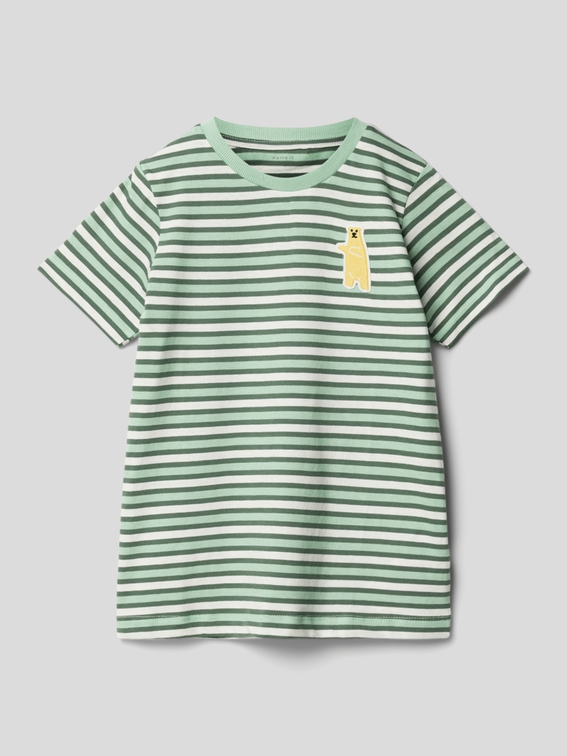 T-Shirt aus Baumwolle mit Motiv-Patch Modell 'DIK' in grün