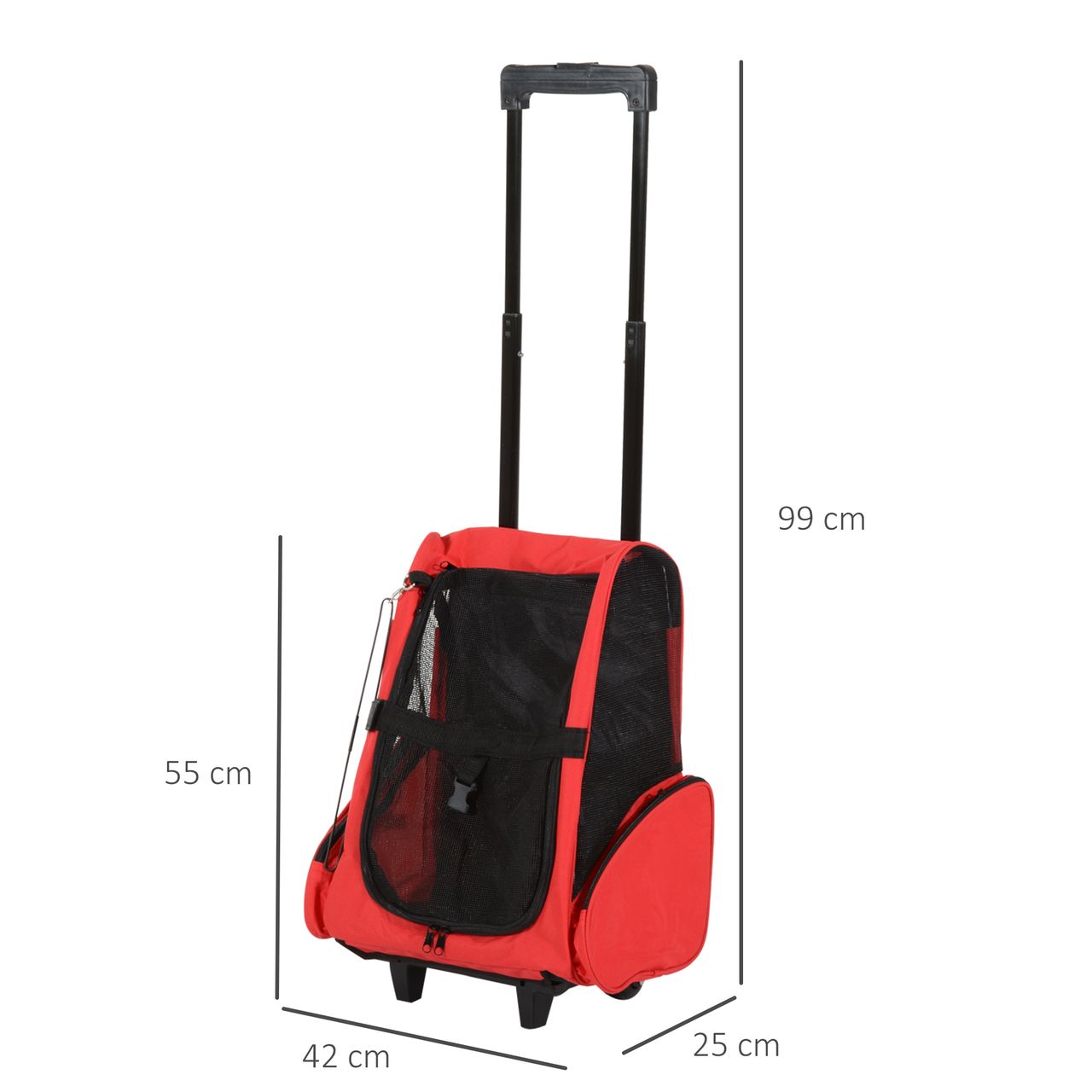 PawHut Hundetrolley Transporttasche Tragetasche 2-in-1 Haustierrucksack Rot