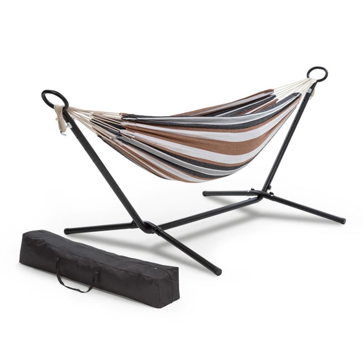 blumfeldt Hängematte Sri Lanka Swing Hängematte Stahlrahmen 160 kg max. gestreift, Stahlrahmen mit Pulverbeschichtung, Stylish Comfort-Bauweise