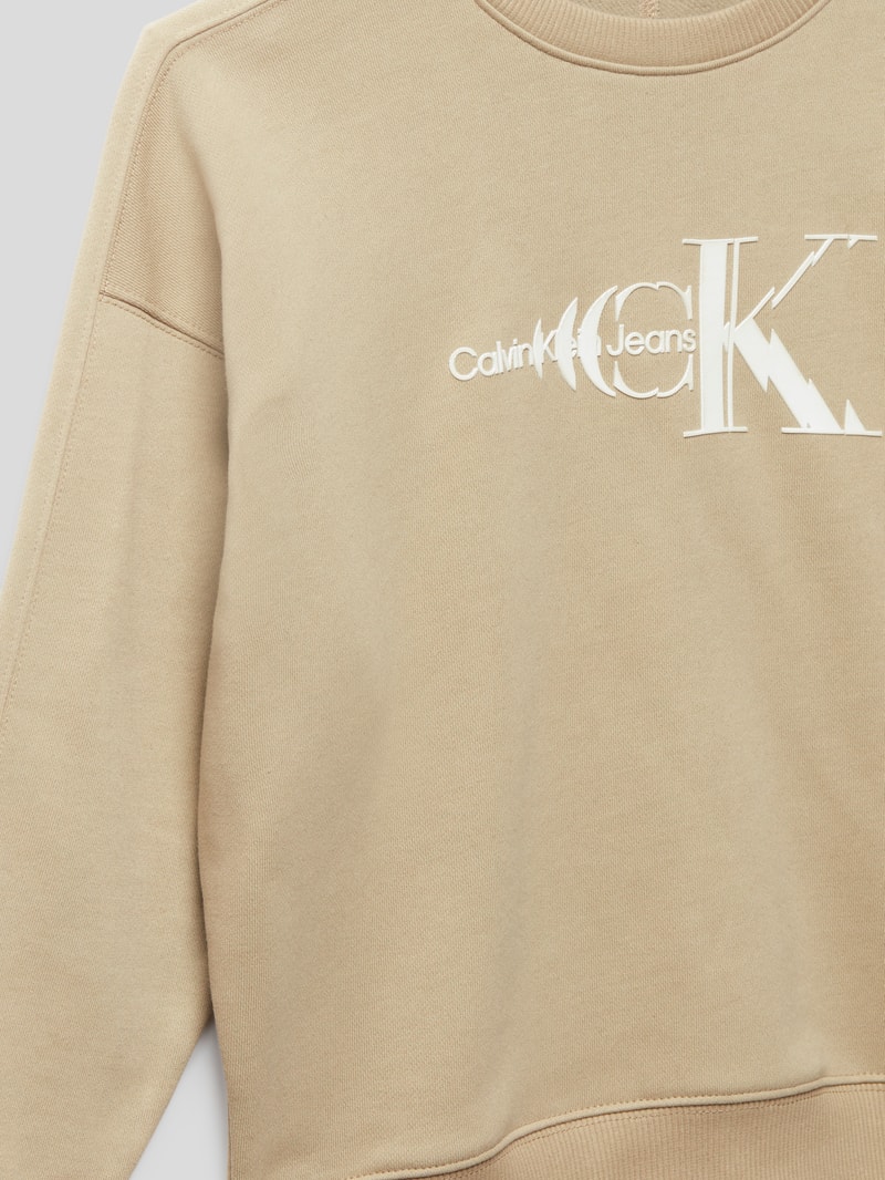 Sweatshirt mit Label-Print Modell 'MONOGRAM' in sand