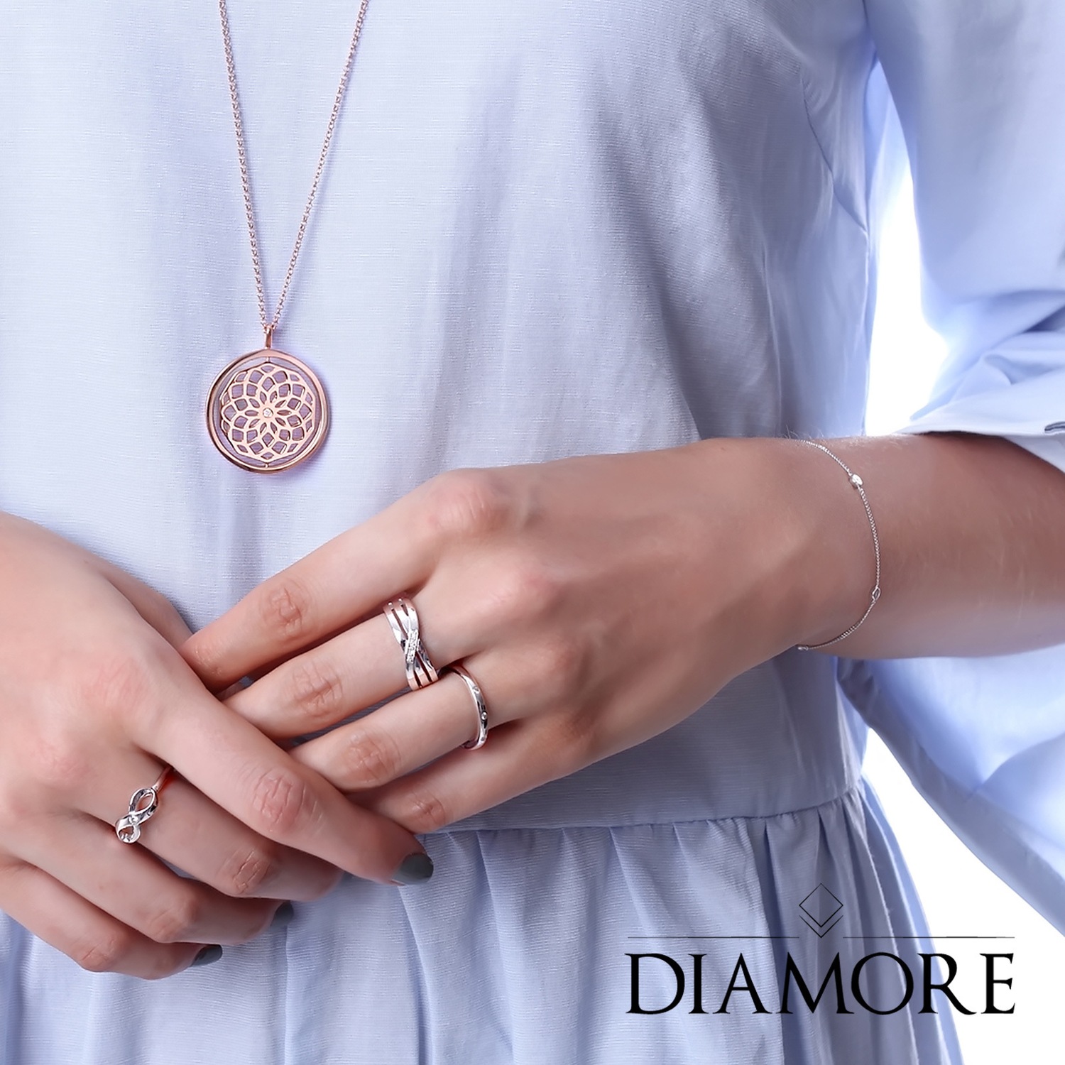 Elli DIAMONDS klasikinis brangakmenis moteriškas žiedas su deimantu (0,04 ct.) iš 925 prabos sidabro