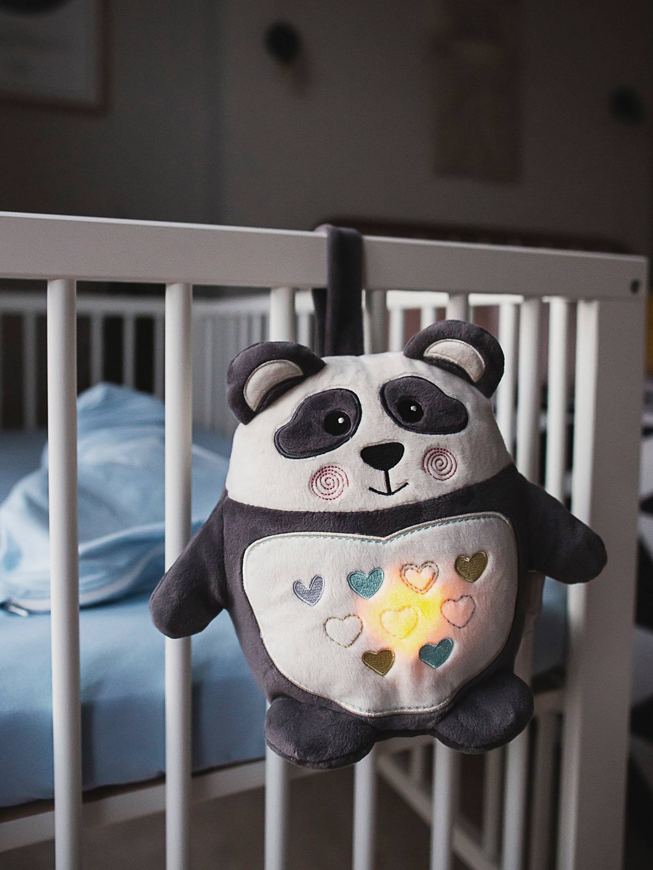 Peluche aide au sommeil rechargeable TOMMEE TIPPEE Pippo le panda gris anthracite/blanc