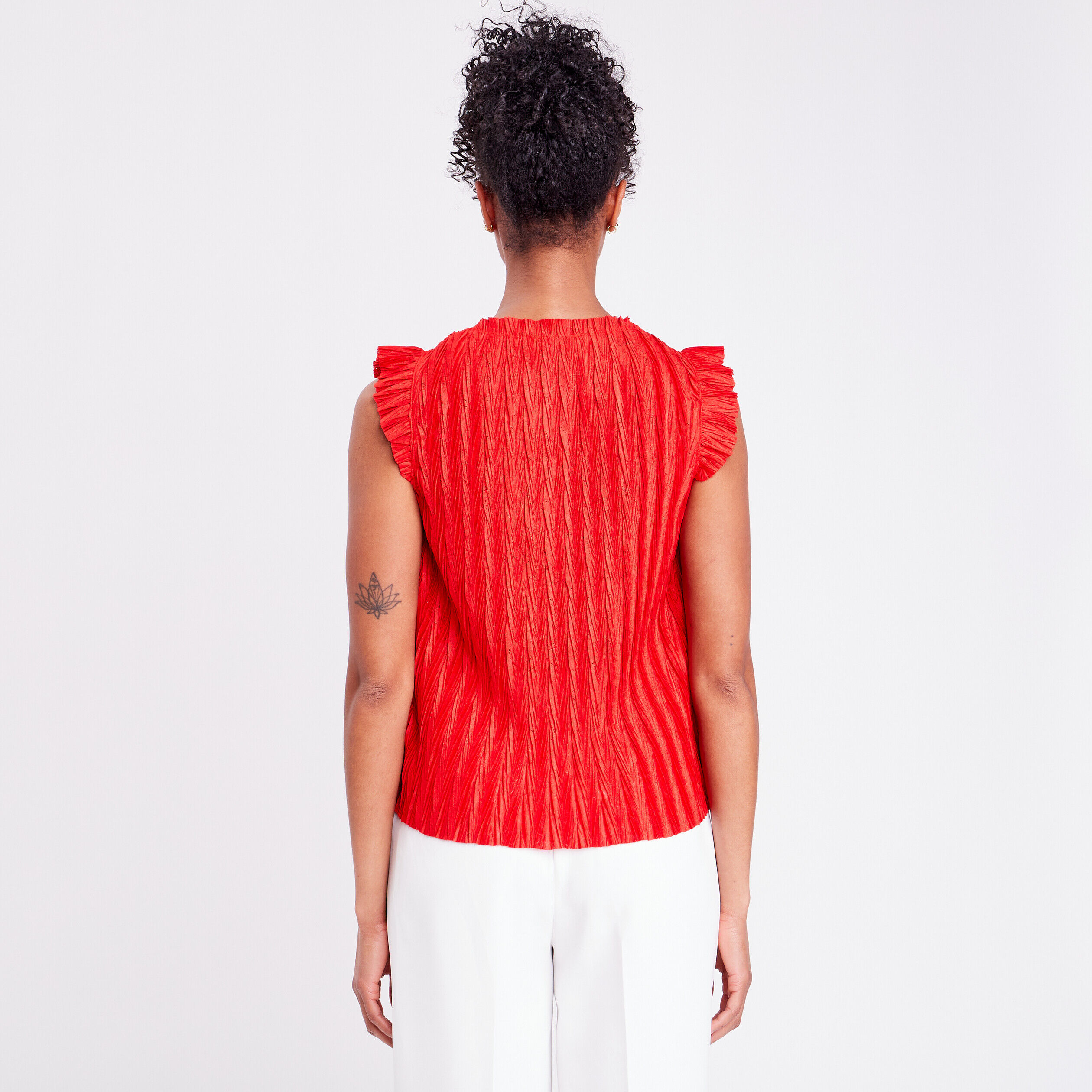 T-shirt manches courtes plissé rouge femme | Cache Cache