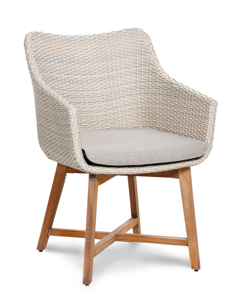 BEST 4x Korbsessel Paterna Teakholz/alabaster