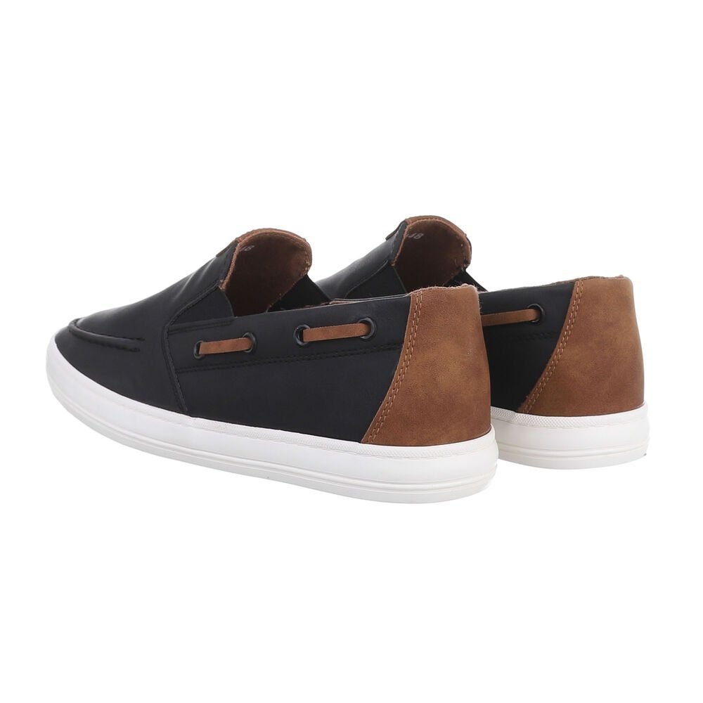 Ital-Design Herren Mokassins Freizeit Slipper Flach Slipper in Schwarz