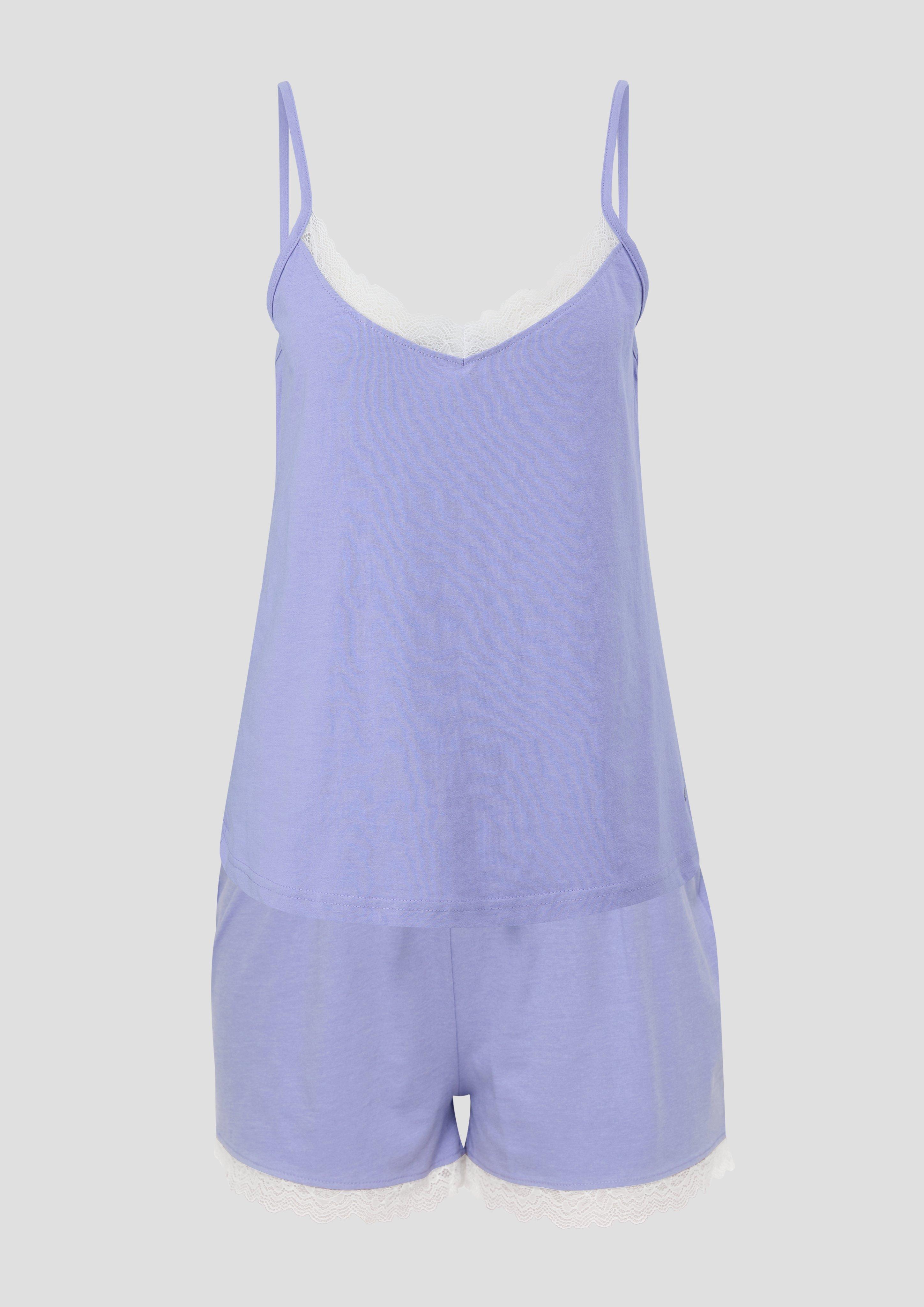 Kurzes Pyjamaset mit Spitzen-Saum  6008694-5000