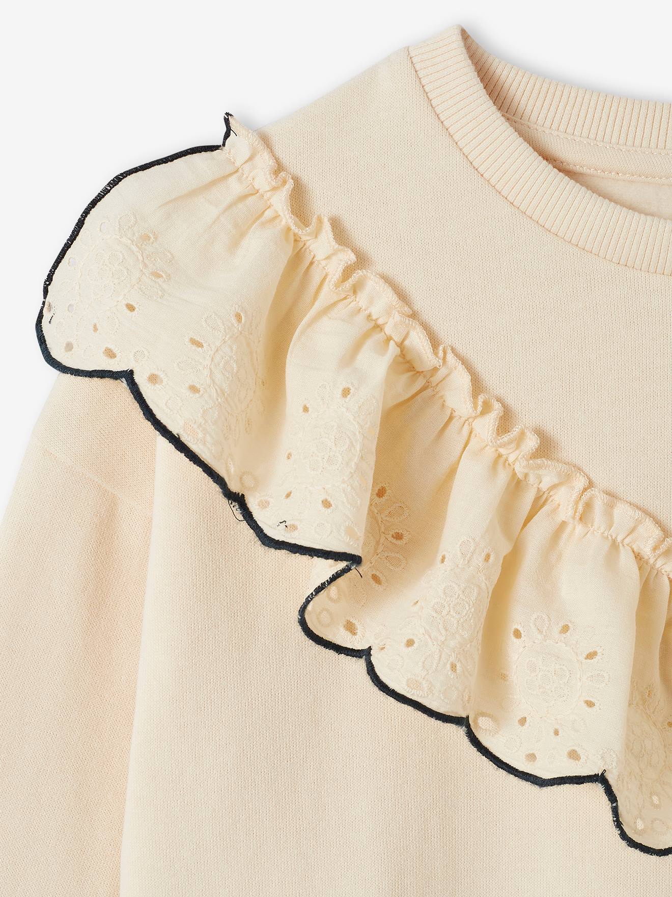 Vertbaudet Mädchen Sweatshirt mit Volant - koralle