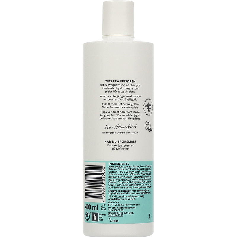 Define Define shampoo 400 ml Weightless Shine