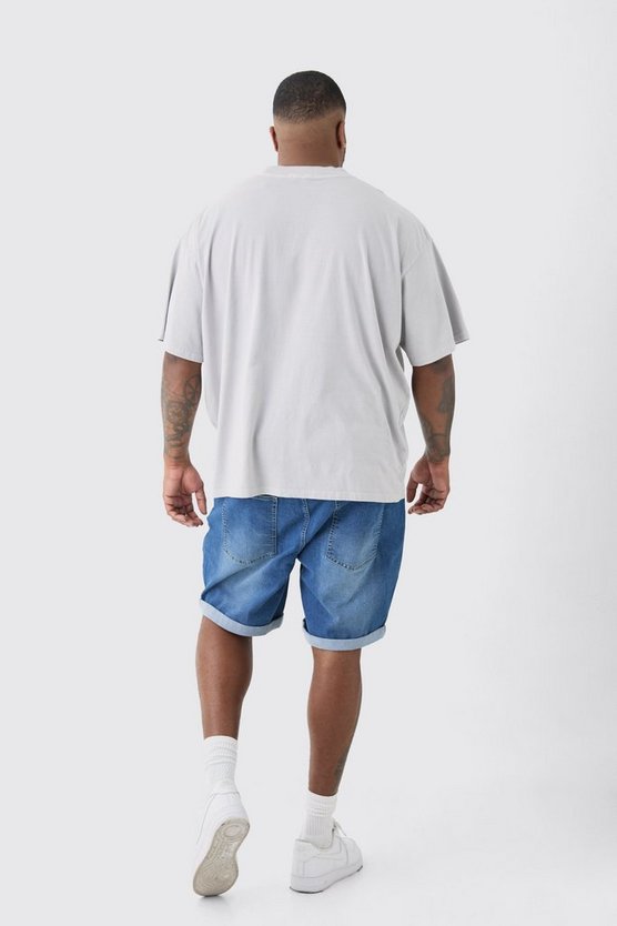 Plus Oversize 'B' Man T-Shirt in Grau