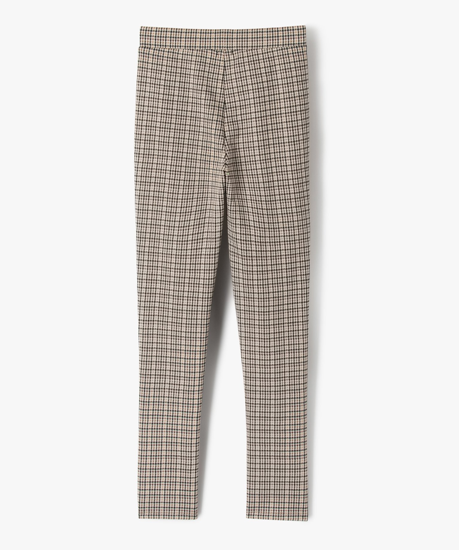 Pantalon slim en maille à carreaux et taille haute fille carreaux | GEMO